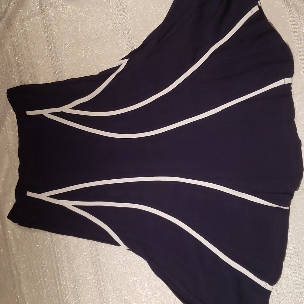 CIRANA New SKIRT Navy White Cream Contrast Striped Flowy Midi Maxi NWOT Womens M - Picture 3 of 14